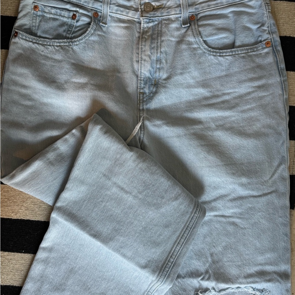 Levi's Light Blue Women's Straight Leg ripped jeans